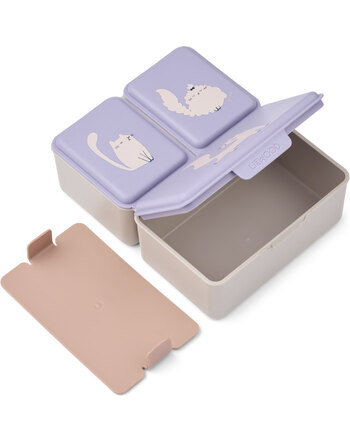 Liewood Lunchbox 'Driss' mit 3 Fächern und 1,2 L. - Cat/Warm Lilac