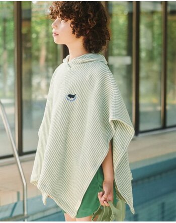 Liewood Kapuzen-Badeponcho aus 100% Bio-Baumwolle mit Waffelstruktur - Peppermint / Creme De La Creme