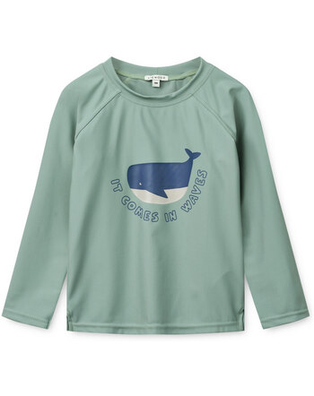 Liewood Langarm-Badeshirt mit 40+ LSF - It Comes In Waves / Peppermint