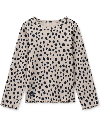 Liewood Langarmshirt aus Bio-Baumwolle mit Rippstruktur und Leomuster - Leo Spots / Mist