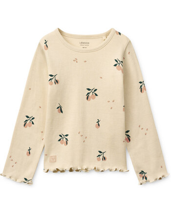 Liewood Langarmshirt aus Bio-Baumwolle mit Rippstruktur und Pfirsichen - Peach / Sea Shell