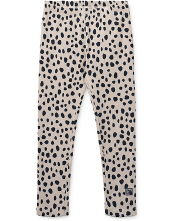 Liewood Leggings aus Bio-Baumwolle mit Rippstruktur und Leomuster - Leo Spots / Mist