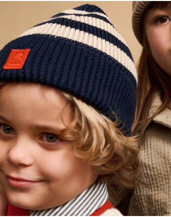 Liewood Strick-Mütze/Beanie 'Ezra' aus 100 % Bio-Baumwolle - Classic Navy/Sandy Stripe