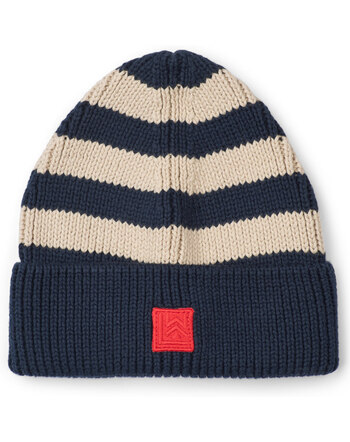 Liewood Strick-Mütze/Beanie 'Ezra' aus 100 % Bio-Baumwolle - Classic Navy/Sandy Stripe