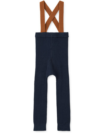Liewood Strickleggings mit Hosenträgern aus Bio-Baumwolle - Navy/Caramel