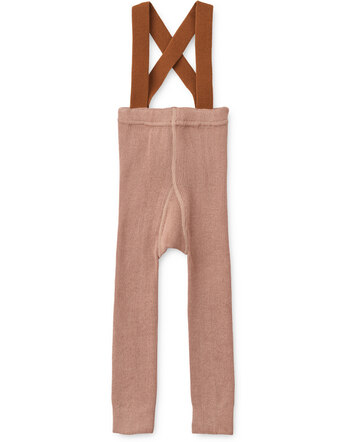 Liewood Strickleggings mit Hosenträgern aus Bio-Baumwolle - Rose/Caramel