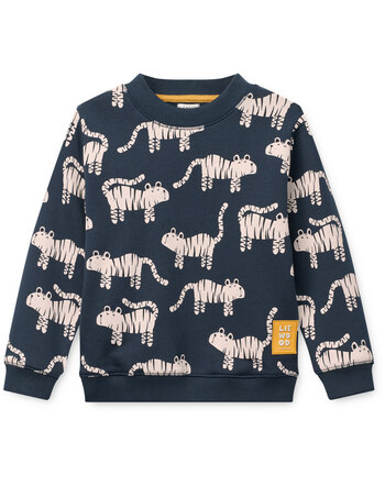 Liewood Sweatshirt/Pullover 'Ridley' mit Allover-Print & aus Bio-Baumwolle - Tiger/Classic Navy 🐅