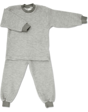 Lilano pajamas striped virgin wool light grey