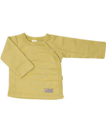 Lilano Baby-Langarm-Wickelshirt im Uni-Look aus Merinowolle und Seide - Kiwi