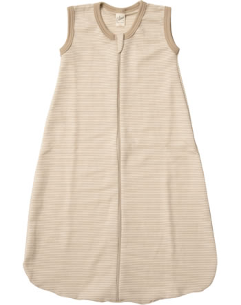 Lilano Schlafsack ohne Arme im Ringel-Design aus Merinowolle & Seide- Sand