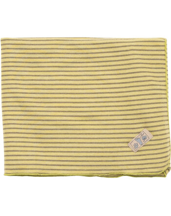 Lilano Decke im Ringel-Design 80 x 90 cm aus Merinowolle und Seide - Kiwi/Khaki