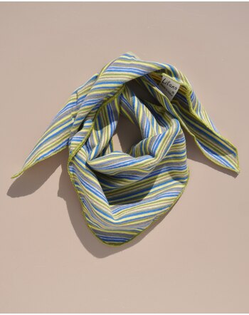 Lilano Dreieckstuch/Lätzchen im bunten Ringel-Design 65 cm aus 100 % Baumwolle - Kiwi/Blau/Khaki