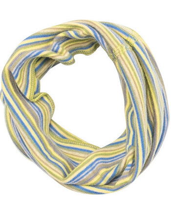 Lilano Kinder-/Damen-Schlauchschal 'Loop' im Ringel-Design aus Baumwolle - Kiwi/Blau/Khaki