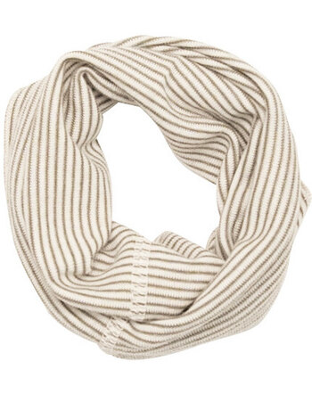 Lilano Kinder-/Damen-Schlauchschal 'Loop' im Ringel-Design aus Merinowolle und Seide - Khaki/Natur