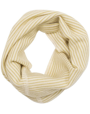 Lilano Kinder-/Damen-Schlauchschal 'Loop' im Ringel-Design aus Merinowolle und Seide - Kiwi/Natur