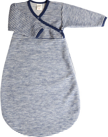Lilano Langarm-Schlafsack im Ringel-Look aus Merinowolle - Marine