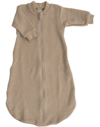 Lilano Wollfrottee-Schlafsack im Uni-Look aus Merinowolle - Sand