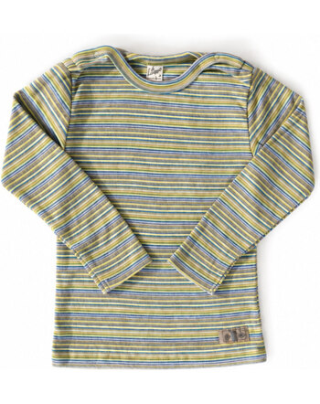Lilano Langarmshirt im bunten Ringel-Design aus 100 % Baumwolle - Kiwi/Blau/Khaki