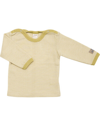 Lilano Langarmshirt im Ringel-Design aus Merinowolle und Seide - Kiwi/Natur