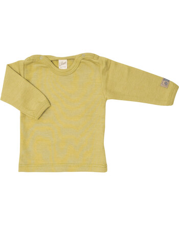 Lilano Langarmshirt im Uni-Look aus Merinowolle und Seide - Kiwi