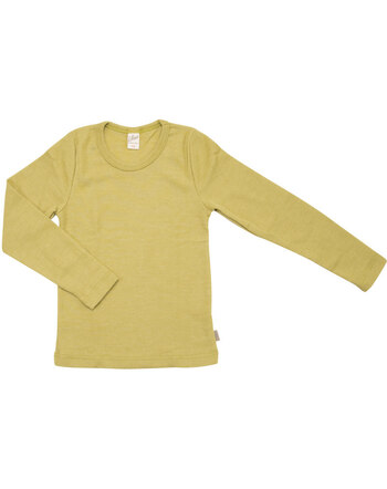 Lilano Langarmshirt/Unterhemd im Uni-Look aus Merinowolle und Seide - Kiwi