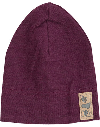 Lilano Mütze/Beanie aus Schurwolle/Seide - Beere 