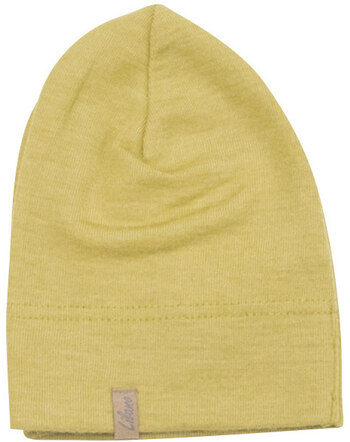 Lilano Mütze/Beanie im Uni-Look aus Merinowolle und Seide - Kiwi
