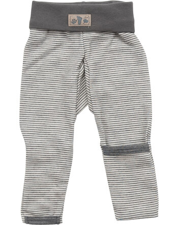 Lilano Nabelbundhose mit Beinumschlag im Ringel-Design aus Merinowolle und Seide - Hellgrau/Natur