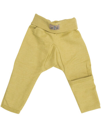 Lilano Nabelbundhose mit Beinumschlag im Uni-Look aus Merinowolle und Seide - Kiwi