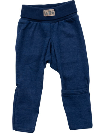 Lilano Nabelbundhose mit Beinumschlag im Uni-Look aus Merinowolle und Seide - Marine