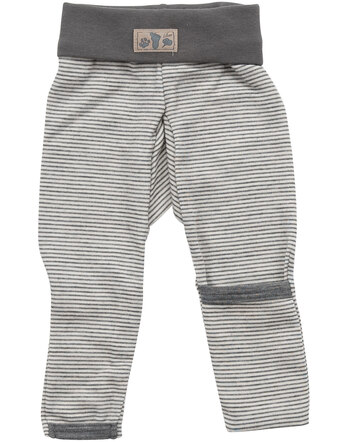 Lilano Nabelbundhose mit Beinumschlag aus Merino-Schurwolle/Seide Ringel - Hellgrau/Natur