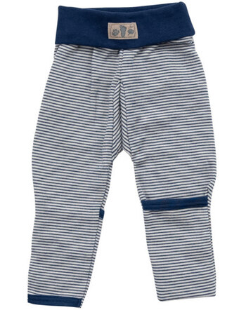Lilano Nabelbundhose mit Beinumschlag aus Merino-Schurwolle/Seide Ringel - Marine/Natur