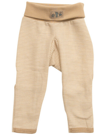 Lilano Nabelbundhose mit Beinumschlag aus Merino-Schurwolle/Seide Ringel - Sand/Natur