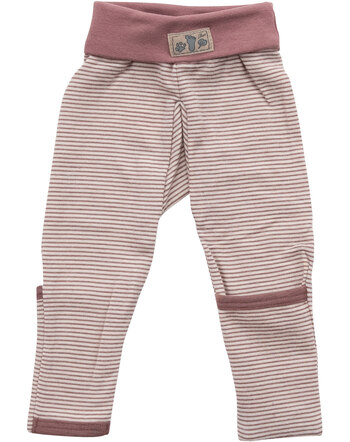 Lilano Nabelbundhose mit Beinumschlag aus Merino-Schurwolle/Seide Ringel - Mauve/Natur