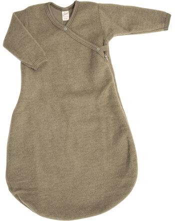 Lilano Schlafsack/Wickelsack mit Ärmeln im Uni-Look aus Merinowolle - Khaki