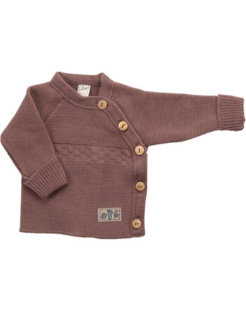 Lilano Strick-Langarmshirt mit Holzknopfleiste aus Merinowolle - Mauve