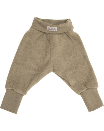 Lilano Wollfrottee-Plüsch-Bundhose im Uni-Look aus Merinowolle - Khaki