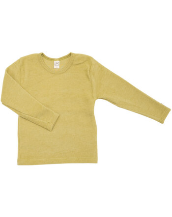 Lilano Wollfrottee-Plüsch-Langarmshirt aus Merinowolle - Kiwi