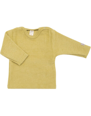 Lilano Wollfrottee-Plüsch-Langarmshirt im Uni-Look aus Merinowolle - Kiwi