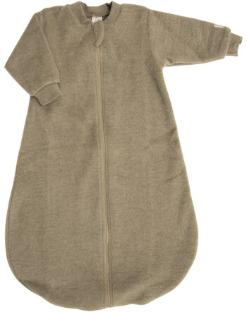 Lilano Wollfrottee-Plüsch-Schlafsack im Uni-Look aus Merinowolle - Khaki