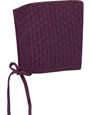 Lille Toni Babymütze 'Ela' mit Bindeband für 0-1 Jahre aus Merinowolle - Bordeaux