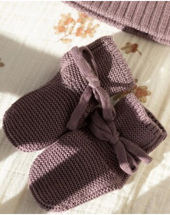 Lille Toni Babyschühchen für 0 - 1 Jahr 'Toni' aus Merinowolle - Mauve