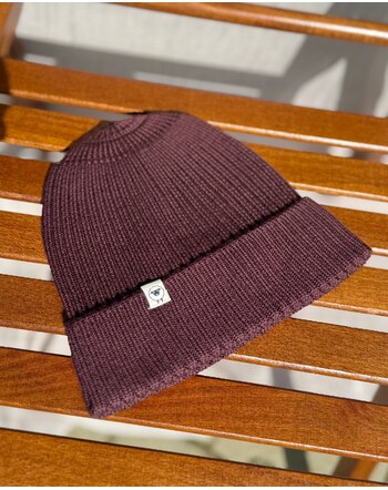 Lille Toni Rippenstrick-Mütze 'Emma' aus Merinowolle - Bordeaux