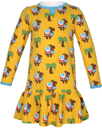 Maxomorra Dress spin long sleeve CAMEL CARAVAN yellow/blue GOTS