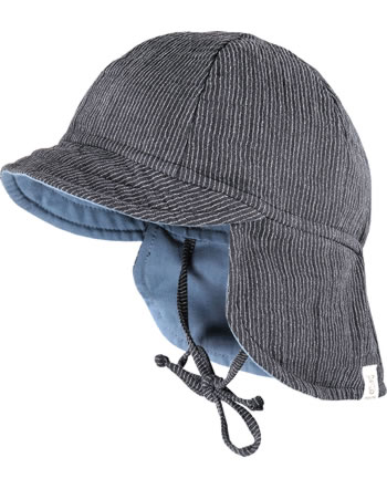 MaxiMo baseball cap with neck protec. MINI striped anthracite-white