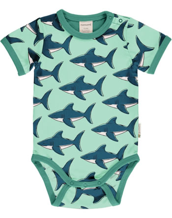 Maxomorra Baby-Body Kurzarm SHARK grün GOTS