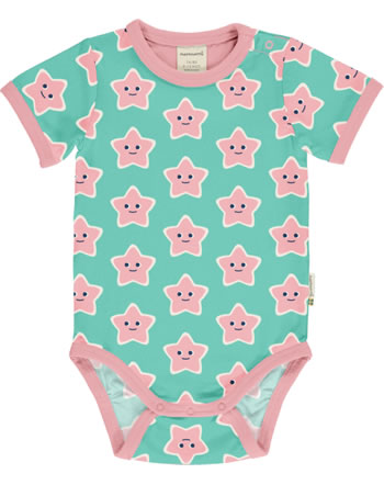 Maxomorra Body pour bébé manches courtes STARFISH turquoise/rose