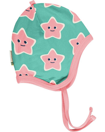 Maxomorra Baby-Mütze zum Binden STARFISH - Türkis/Rosa