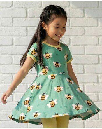 Maxomorra Kleid aus Baumwolle mit weitem Rock - Bee