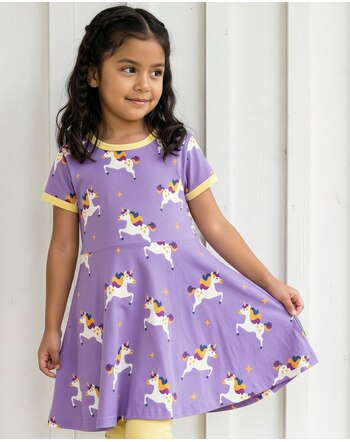 Maxomorra Kleid aus Baumwolle mit weitem Rock - Unicorn